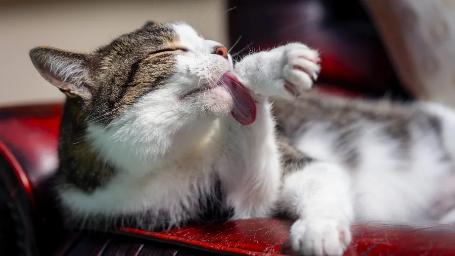 Katze bei der Fellpflege